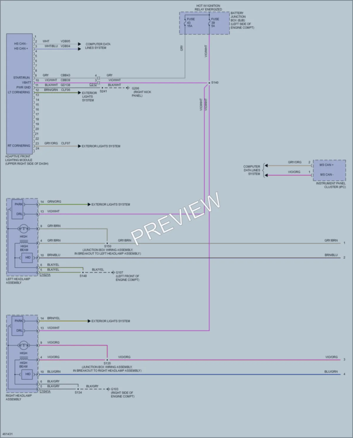 2015 Ford Escape Headlights wiring diagram preview