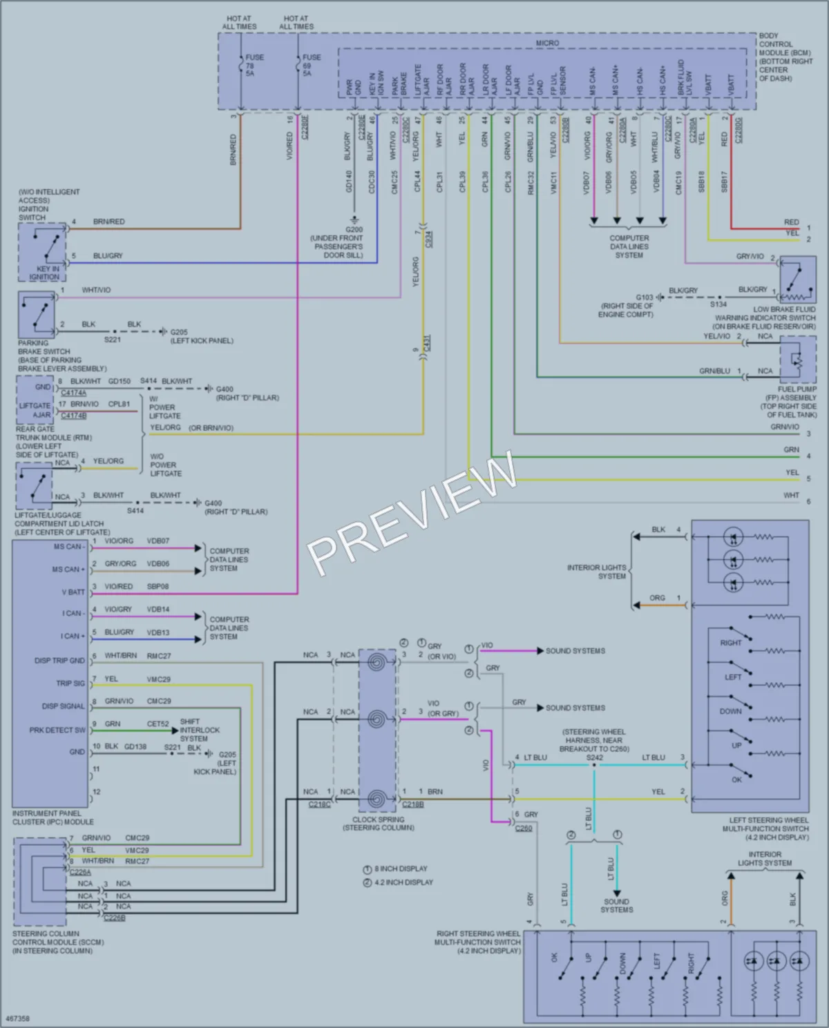 2015 Ford Escape Instrument Cluster wiring diagram preview