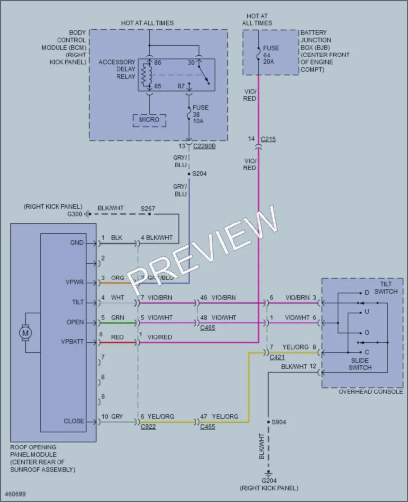 2015 Ford ExpeditionEL Power Top Sunroof wiring diagram preview