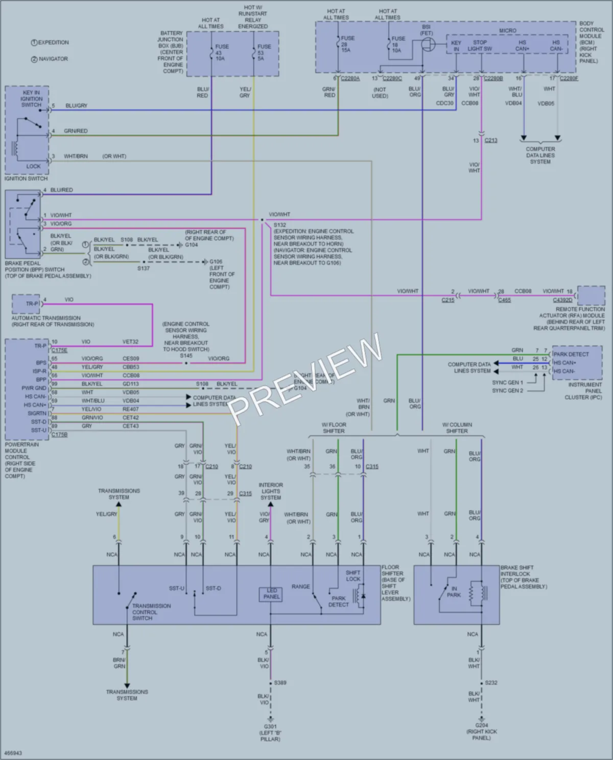 2015 Ford ExpeditionEL Shift Interlock wiring diagram preview