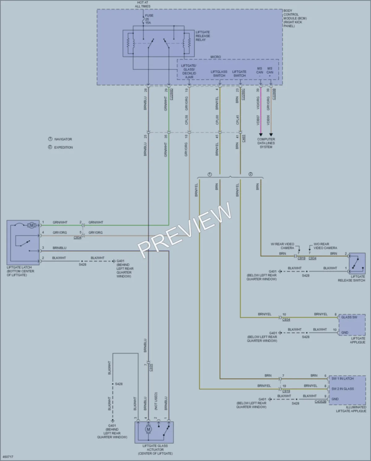 2015 Ford ExpeditionEL Trunk Tailgate Fuel Door wiring diagram preview