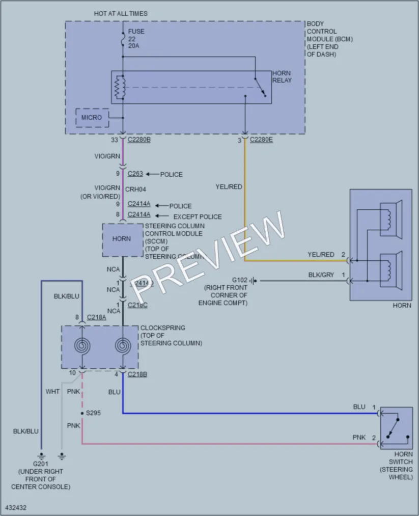 2015 Ford Explorer Horn wiring diagram preview