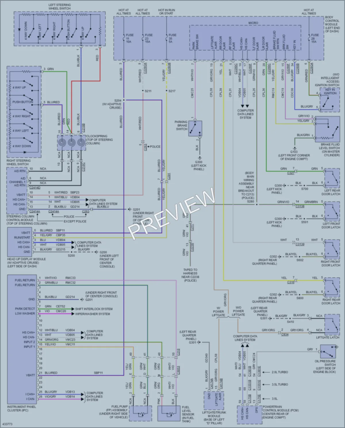 2015 Ford Explorer Instrument Cluster wiring diagram preview