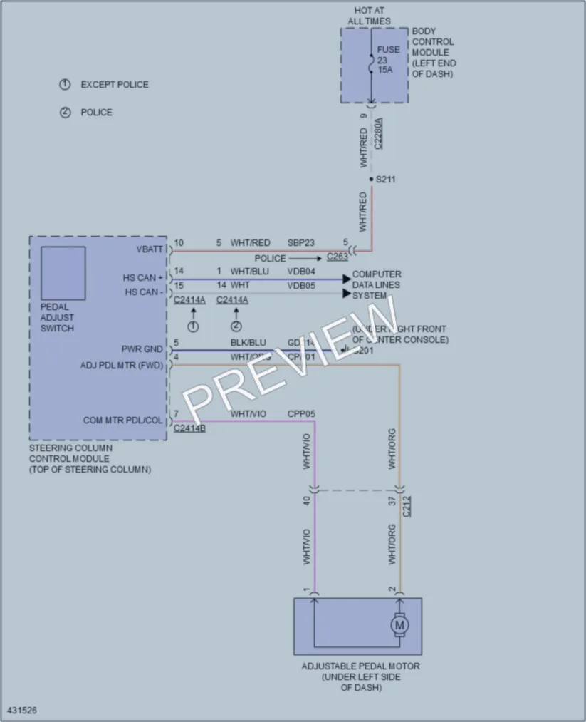 2015 Ford Explorer Power Seats wiring diagram preview