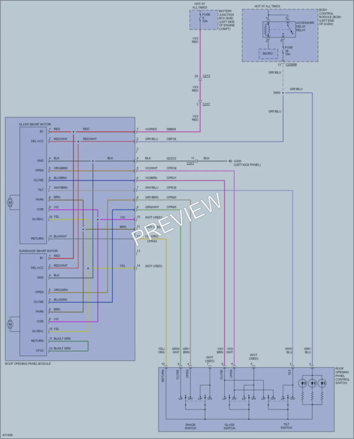 2015 Ford Explorer Power Top Sunroof wiring diagram preview