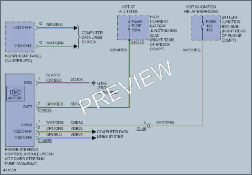 2015 Ford F150 Electronic Power Steering wiring diagram preview