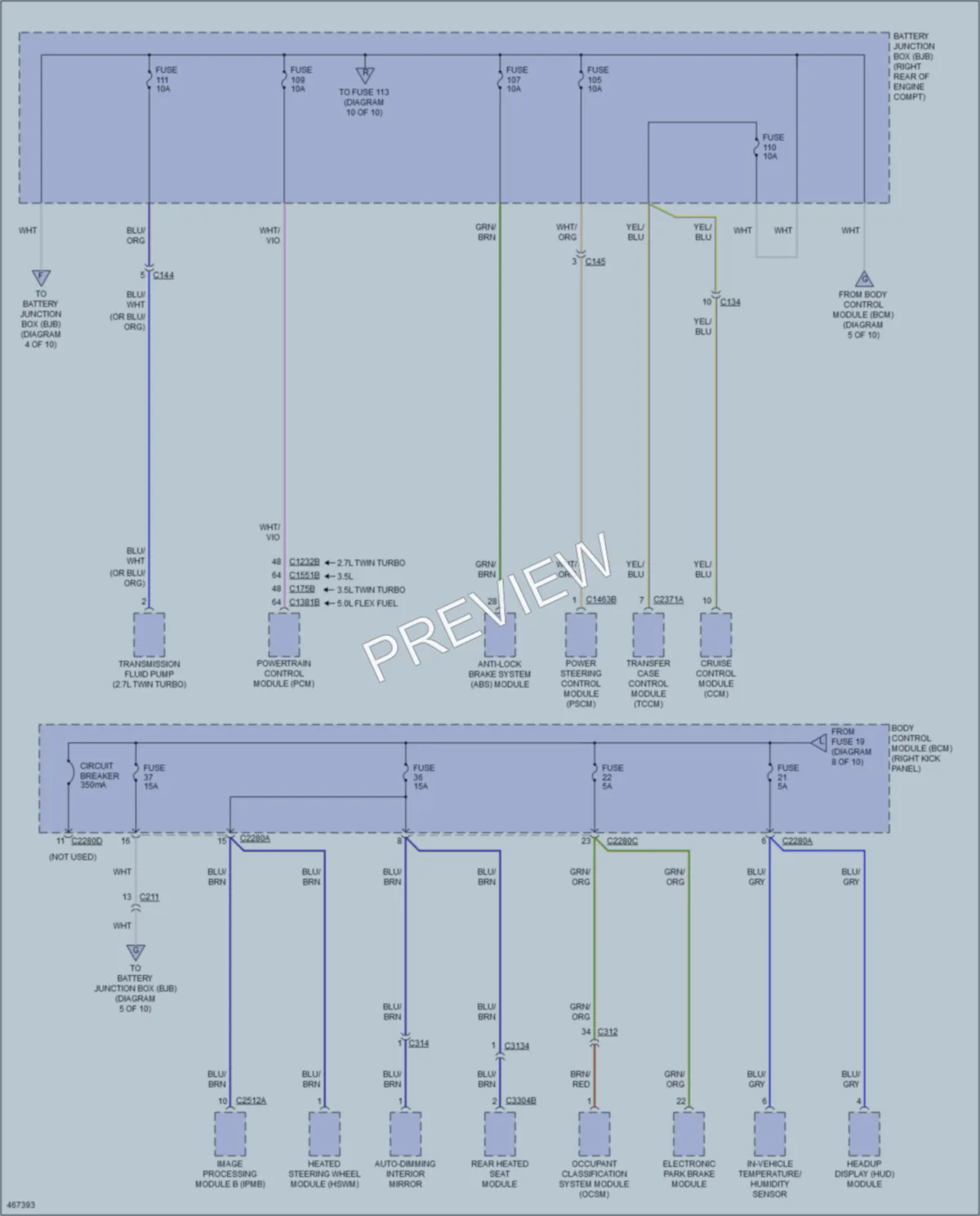 2015 Ford F150 Power Distribution wiring diagram preview