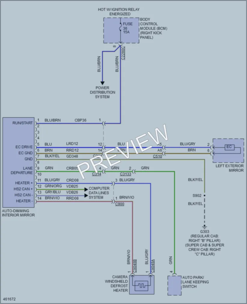 2015 Ford F150 Power Mirrors wiring diagram preview