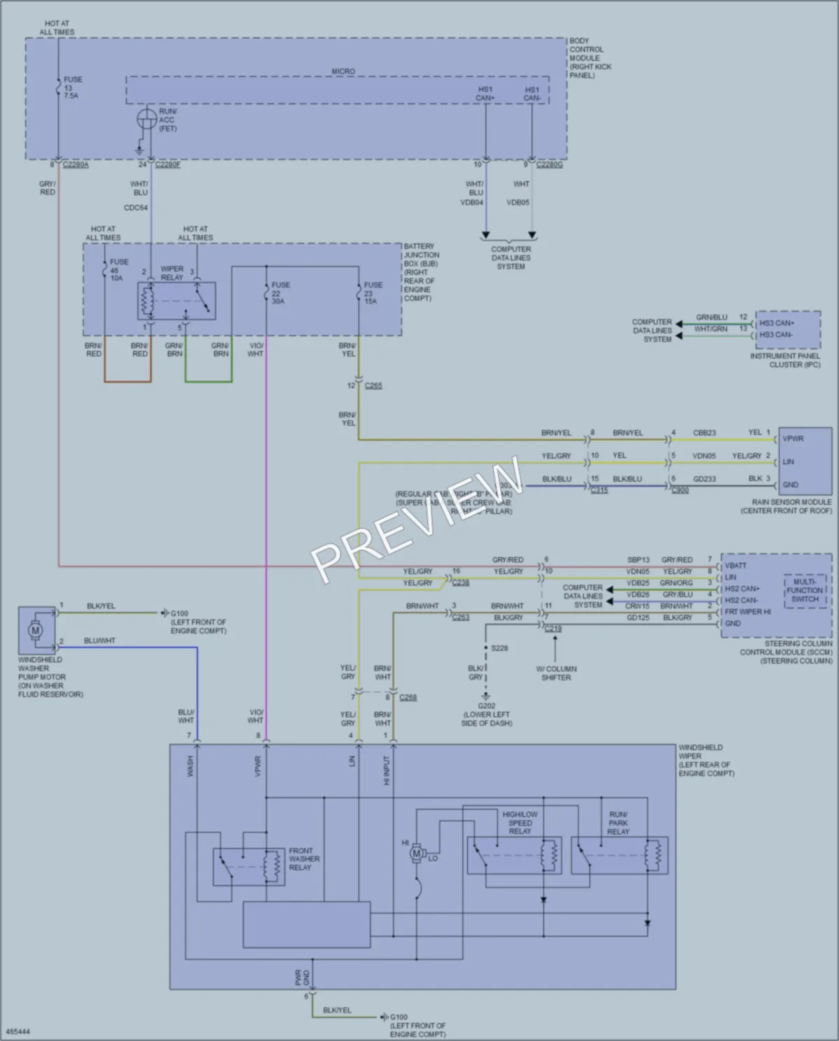2015 Ford F150 Wiper Washer wiring diagram preview