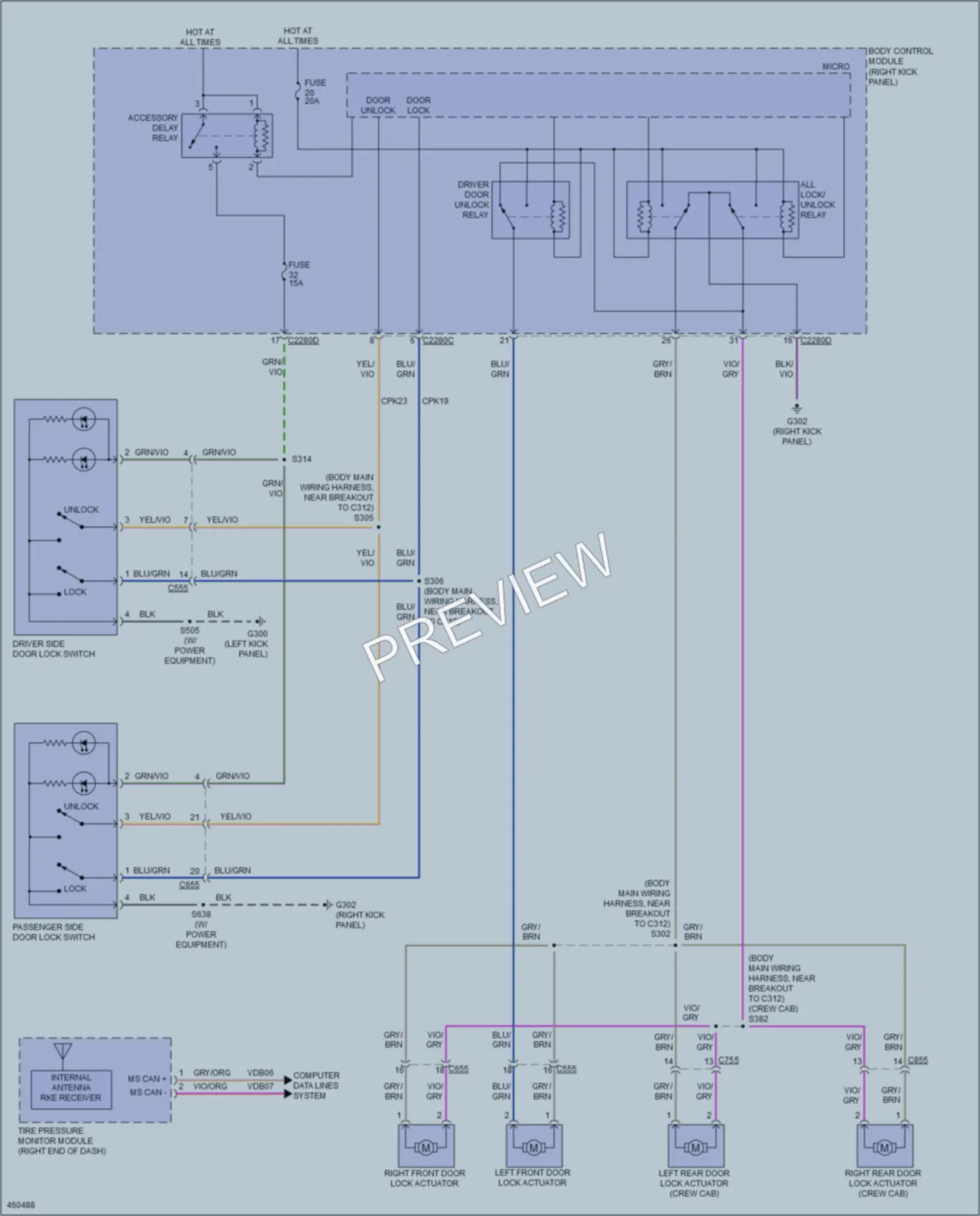 2015 Ford F250SuperDuty Power Door Locks wiring diagram preview