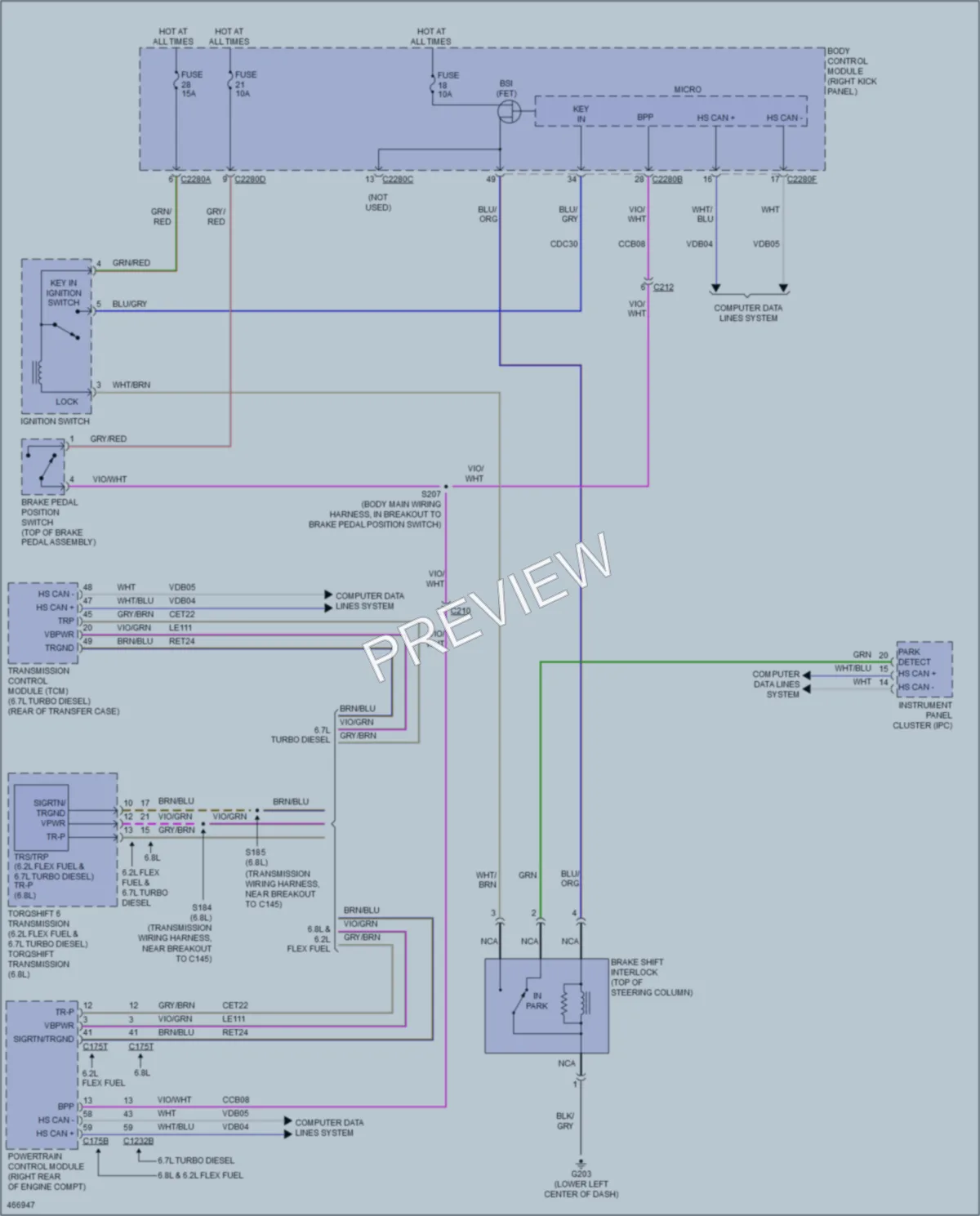 2015 Ford F450SuperDuty Shift Interlock wiring diagram preview