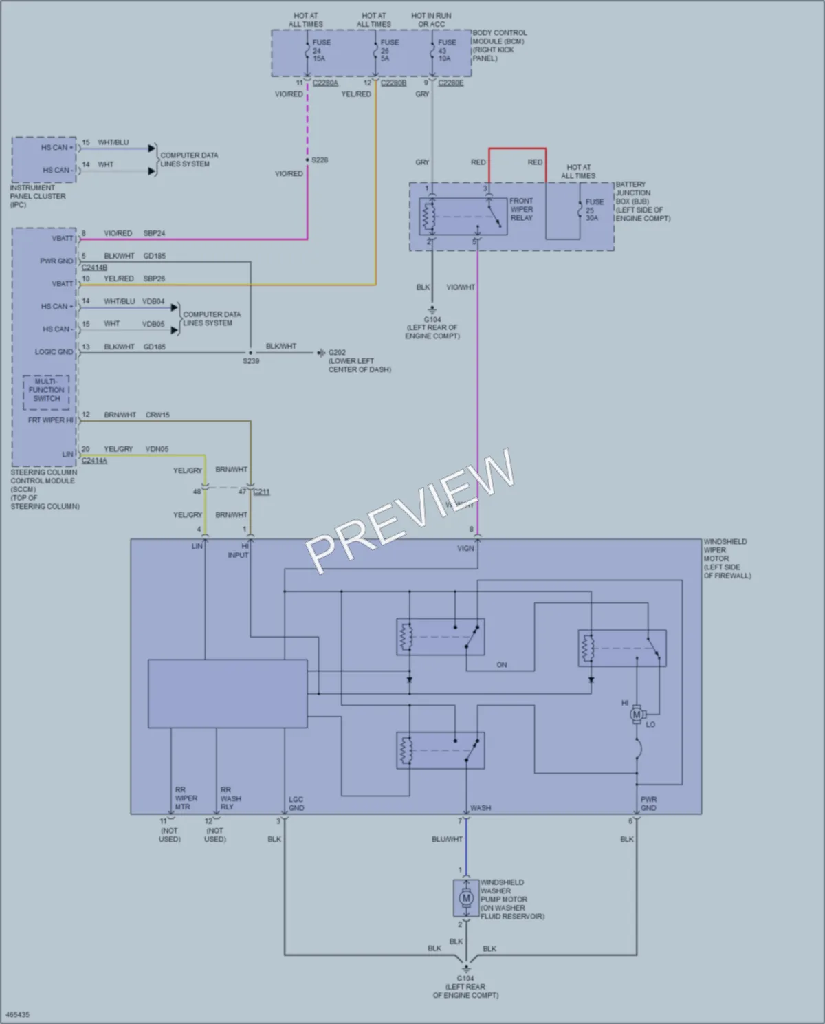 2015 Ford F450SuperDuty Wiper Washer wiring diagram preview