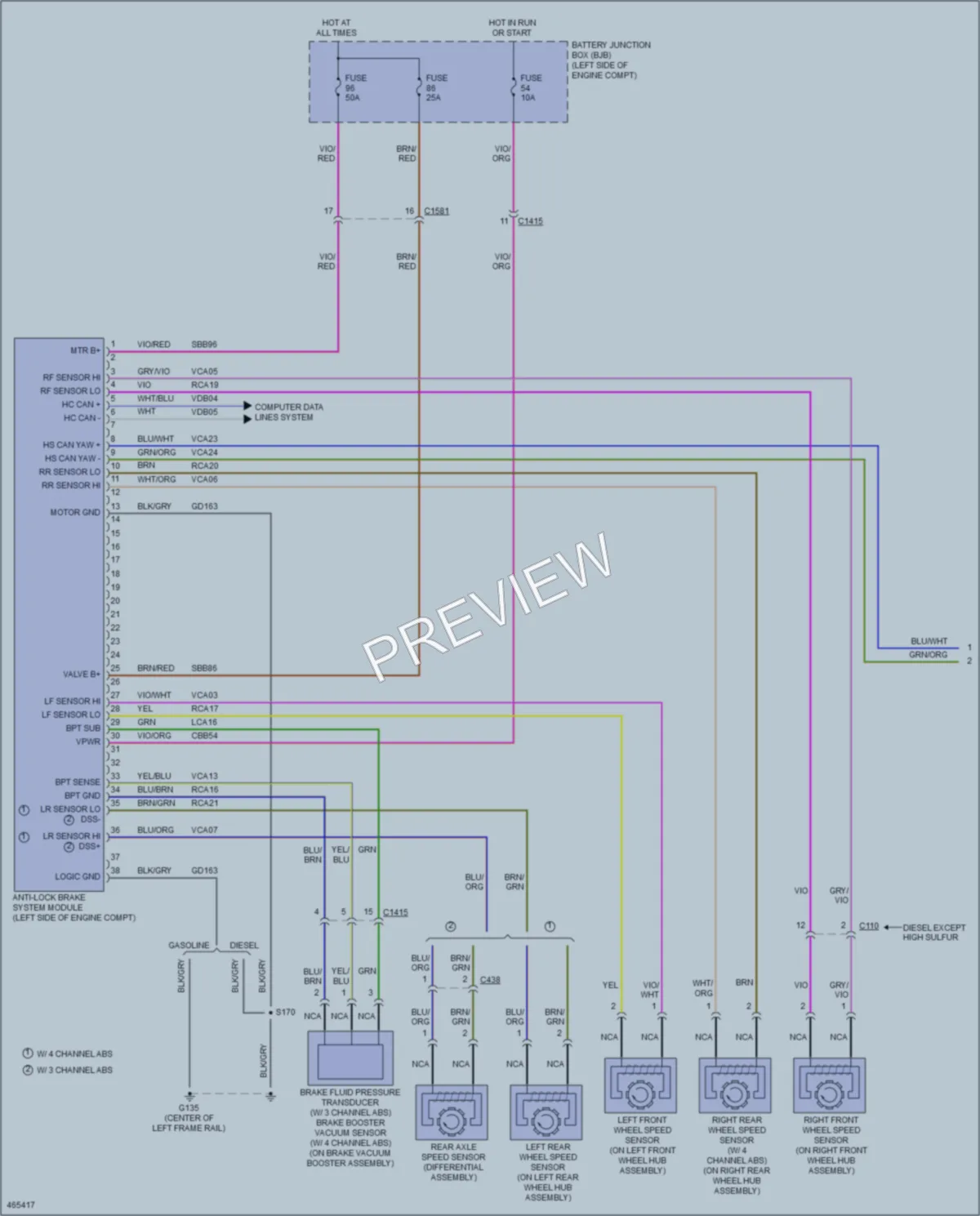 2015 Ford F550ChsCab Anti Lock Brakes wiring diagram preview