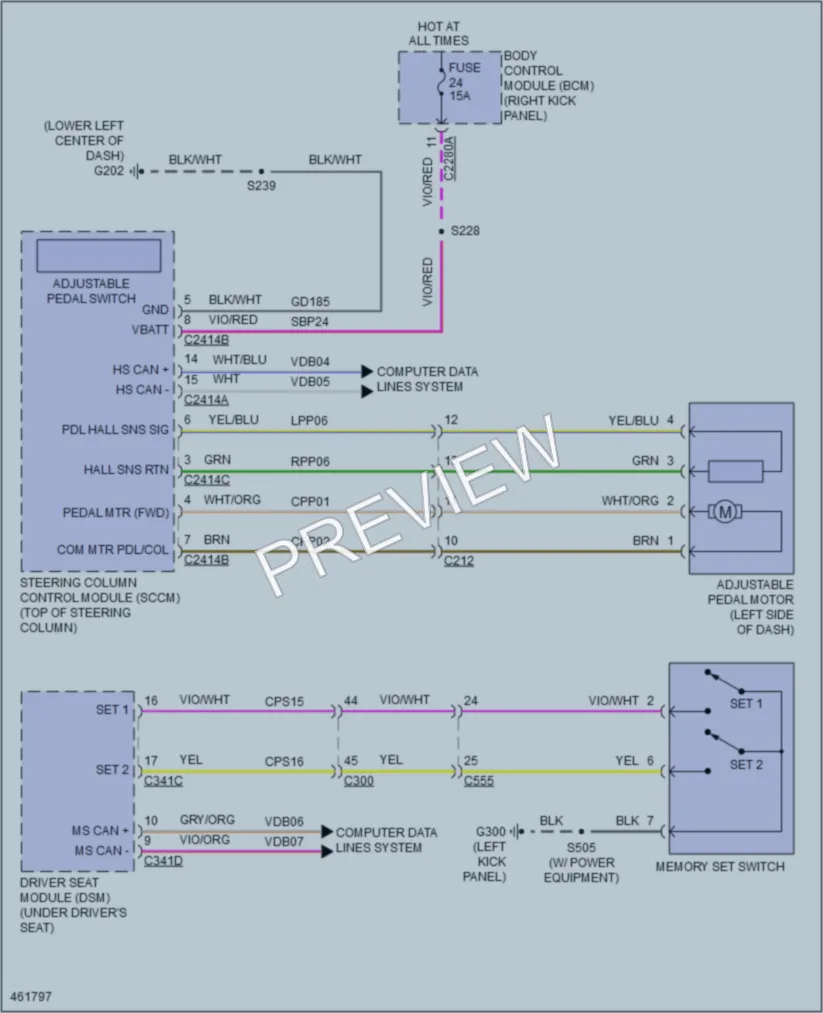 2015 Ford F550ChsCab Memory Systems wiring diagram preview