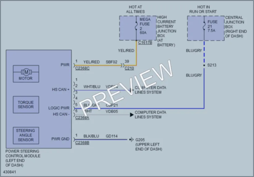 2015 Ford Fiesta Electronic Power Steering wiring diagram preview