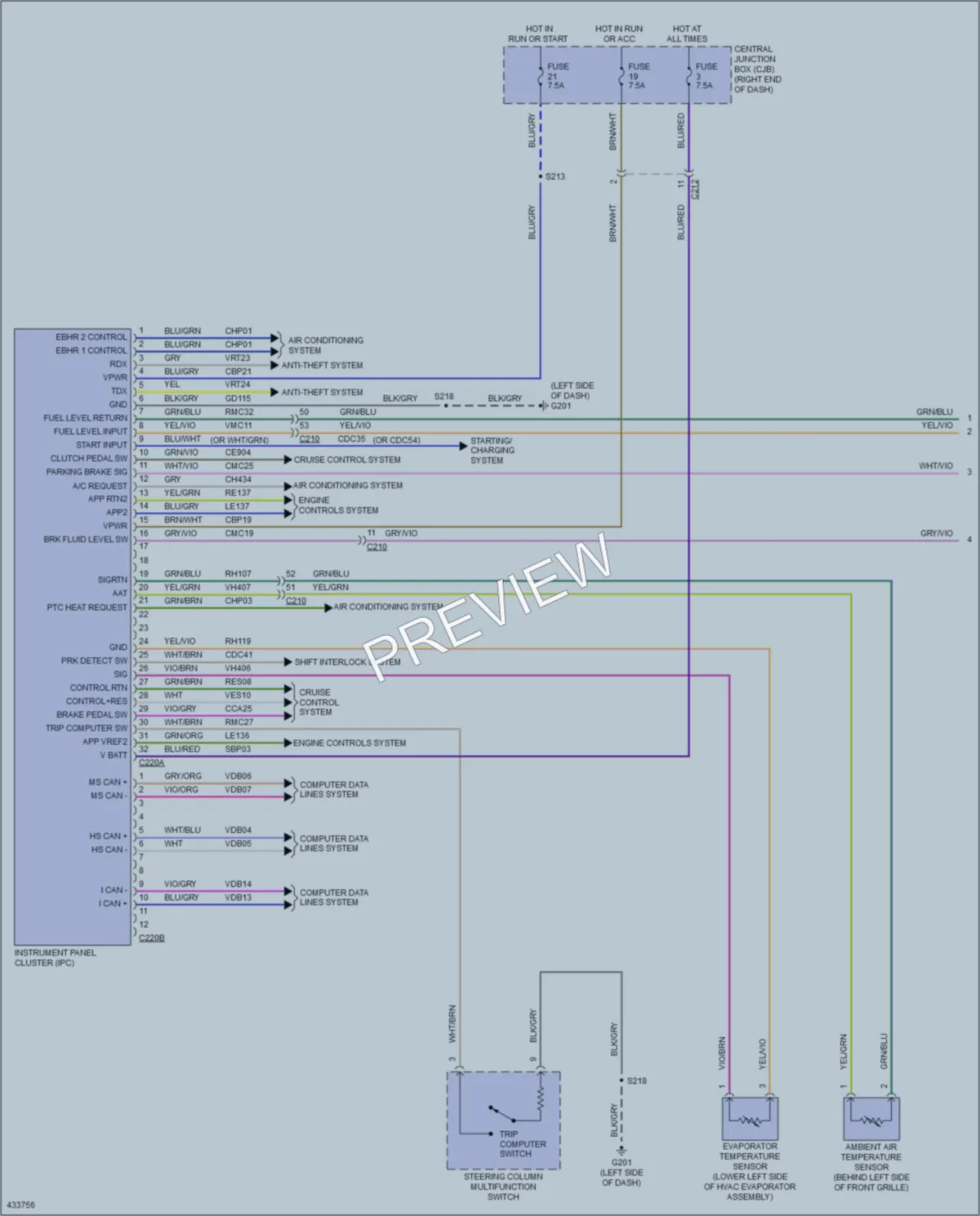 2015 Ford Fiesta Instrument Cluster wiring diagram preview