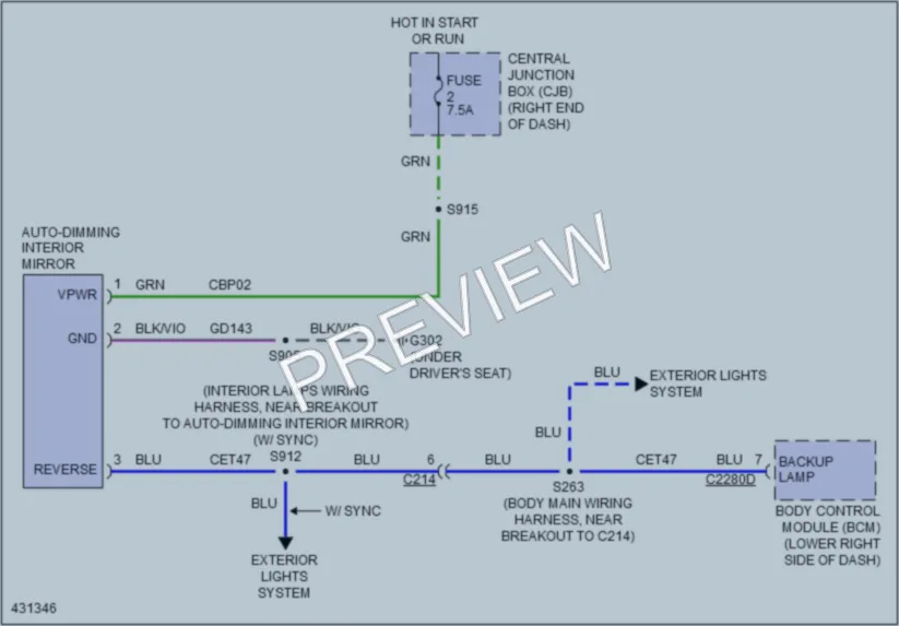 2015 Ford Fiesta Power Mirrors wiring diagram preview