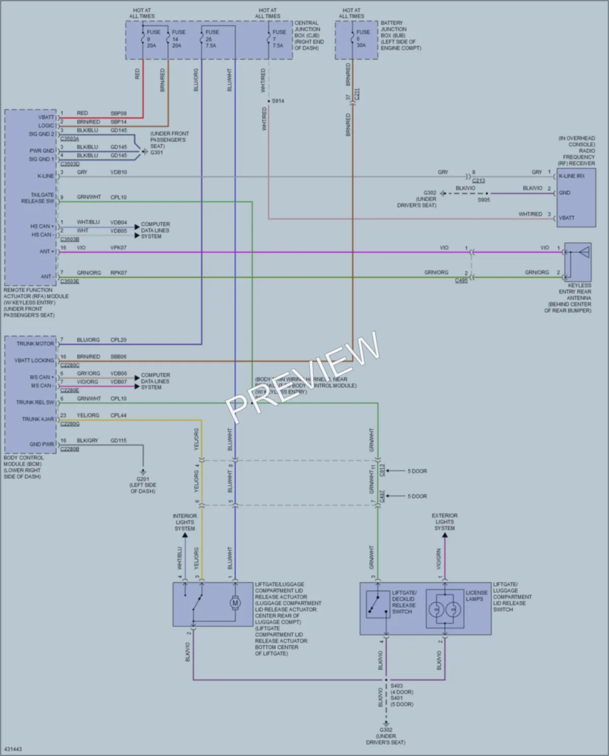 2015 Ford Fiesta Trunk Tailgate Fuel Door wiring diagram preview