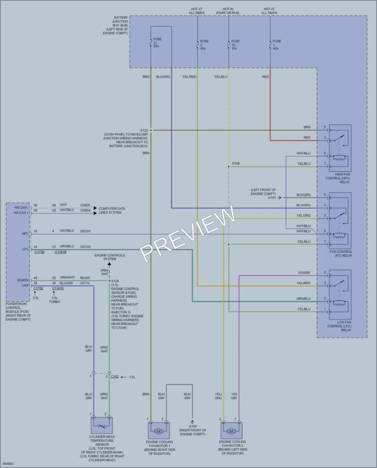2015 Ford Flex Cooling Fan wiring diagram preview