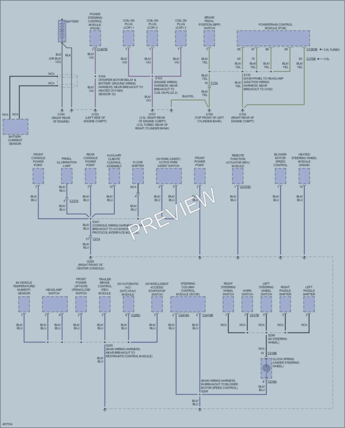 2015 Ford Flex Ground Distribution wiring diagram preview