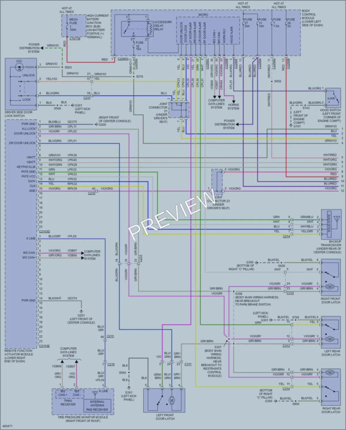2015 Ford Flex Power Door Locks wiring diagram preview
