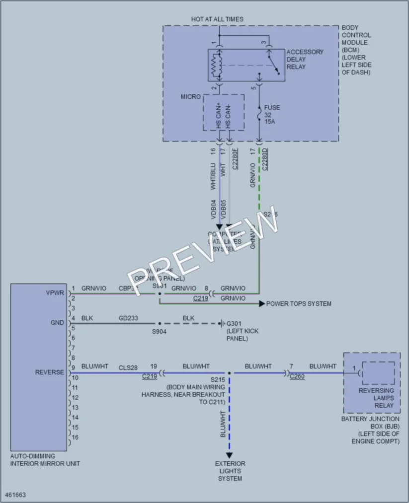 2015 Ford Flex Power Mirrors wiring diagram preview