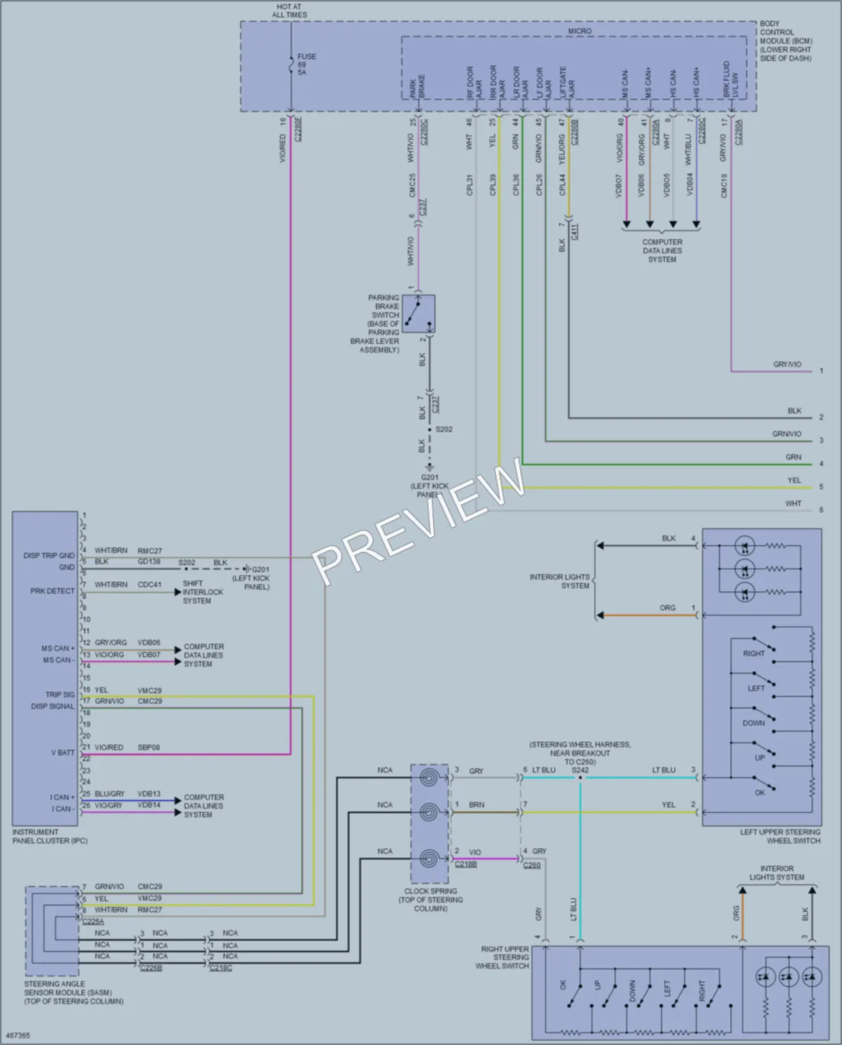 2015 Ford Focus Instrument Cluster wiring diagram preview