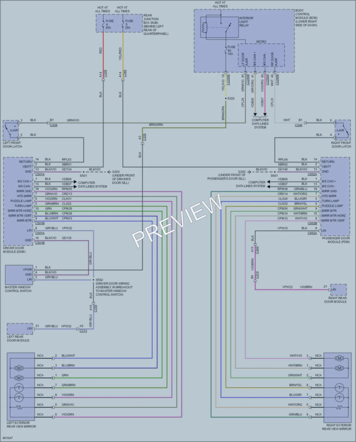 2015 Ford Focus Power Mirrors wiring diagram preview