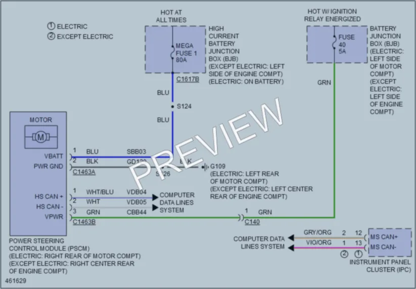 2015 Ford FocusElectric Electronic Power Steering wiring diagram preview