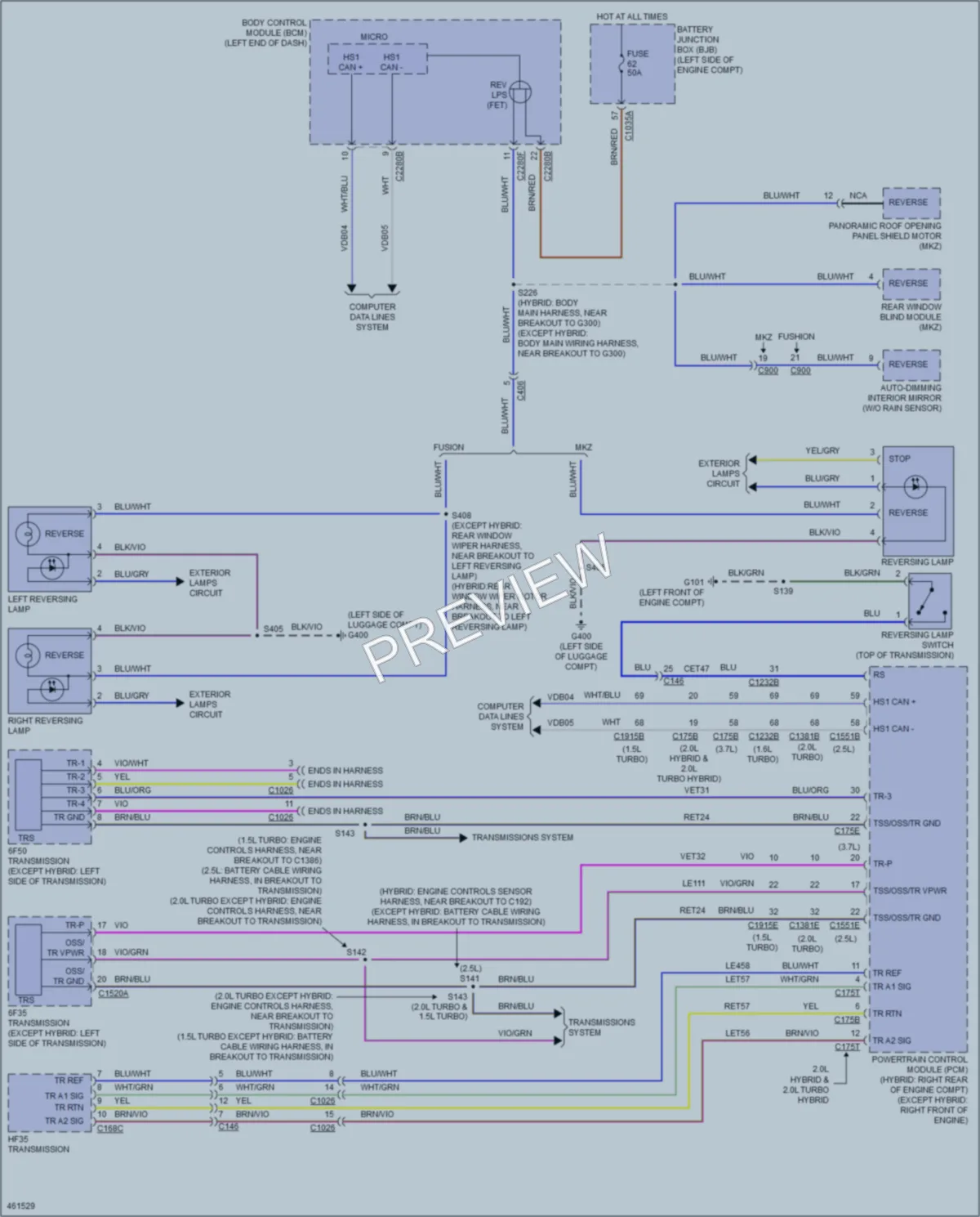 2015 Ford FusionEnergi Exterior Lights wiring diagram preview