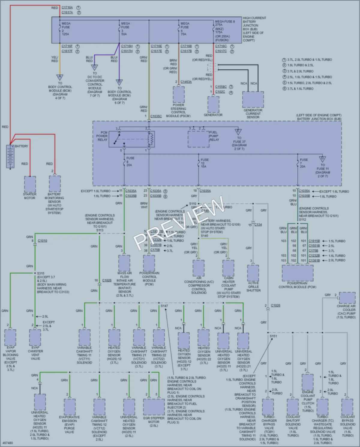 2015 Ford FusionEnergi Power Distribution wiring diagram preview