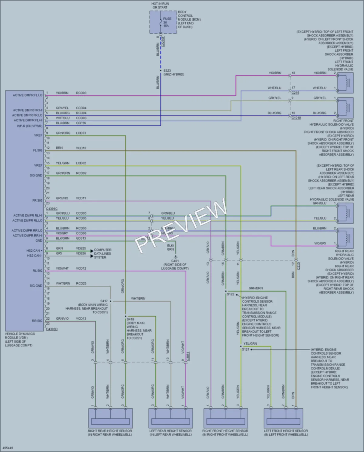 2015 Ford FusionHybrid Electronic Suspension wiring diagram preview
