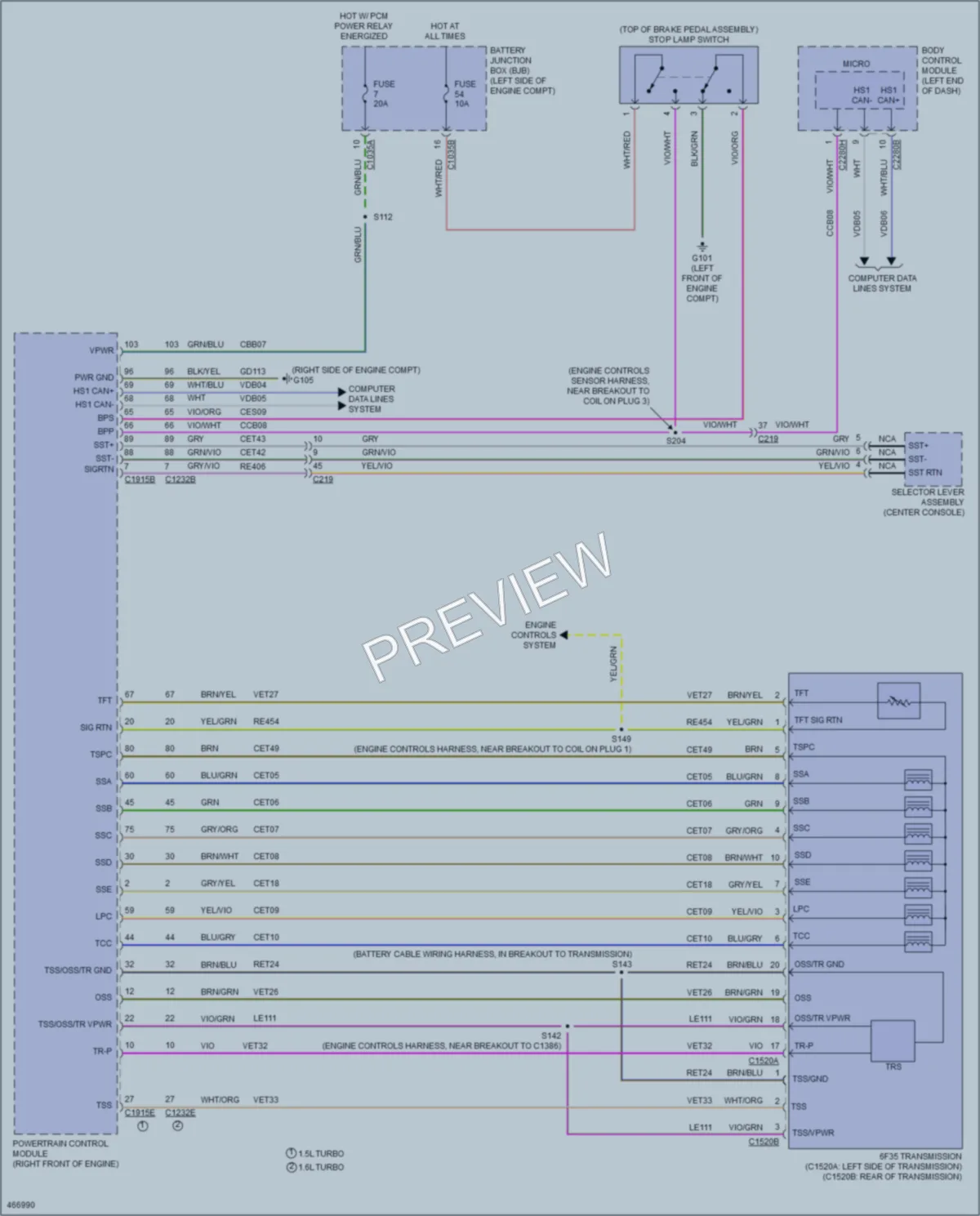 2015 Ford FusionHybrid Transmission wiring diagram preview