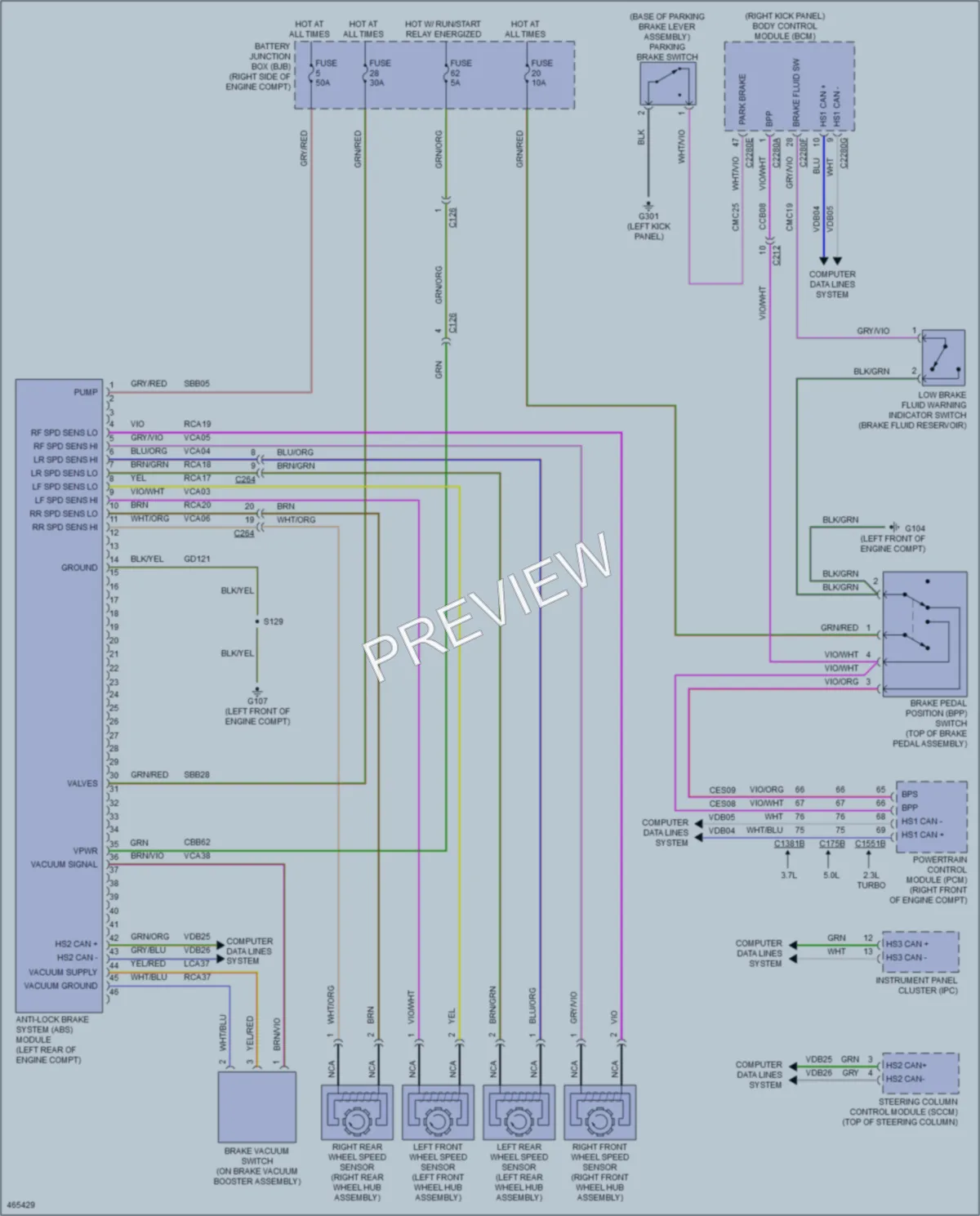 2015 Ford Mustang Anti Lock Brakes wiring diagram preview