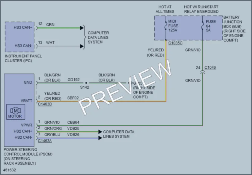 2015 Ford Mustang Electronic Power Steering wiring diagram preview