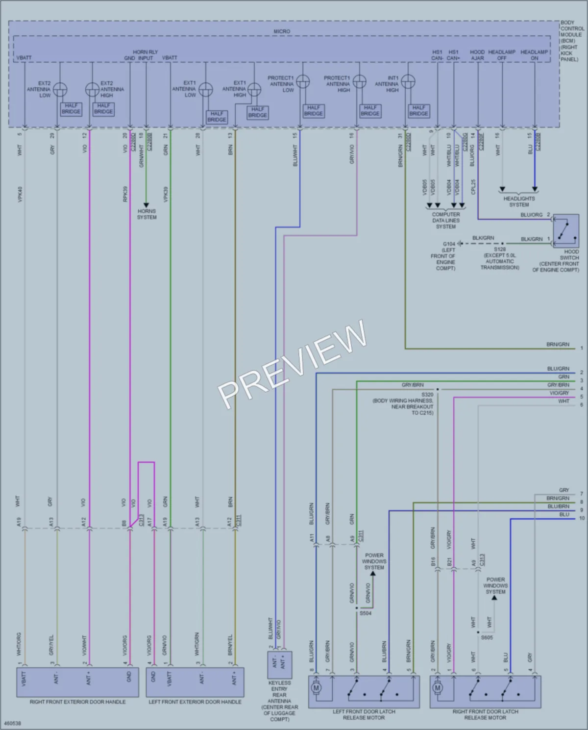 2015 Ford Mustang Power Door Locks wiring diagram preview