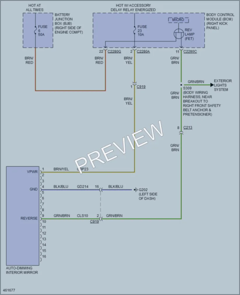 2015 Ford Mustang Power Mirrors wiring diagram preview