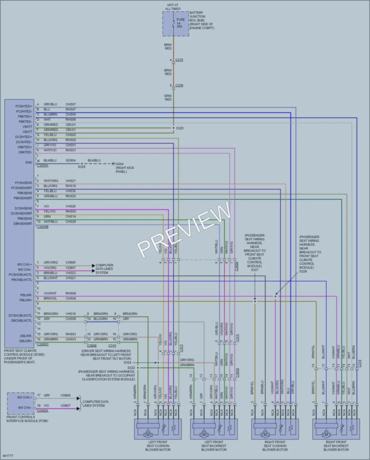 2015 Ford Mustang Power Seats wiring diagram preview