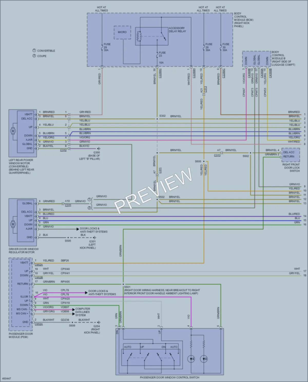 2015 Ford Mustang Power Windows wiring diagram preview