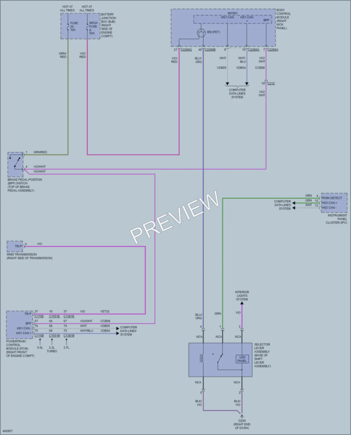 2015 Ford Mustang Shift Interlock wiring diagram preview