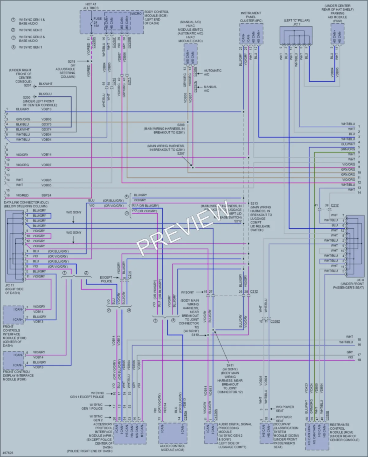 2015 Ford Taurus Computer Data Lines wiring diagram preview