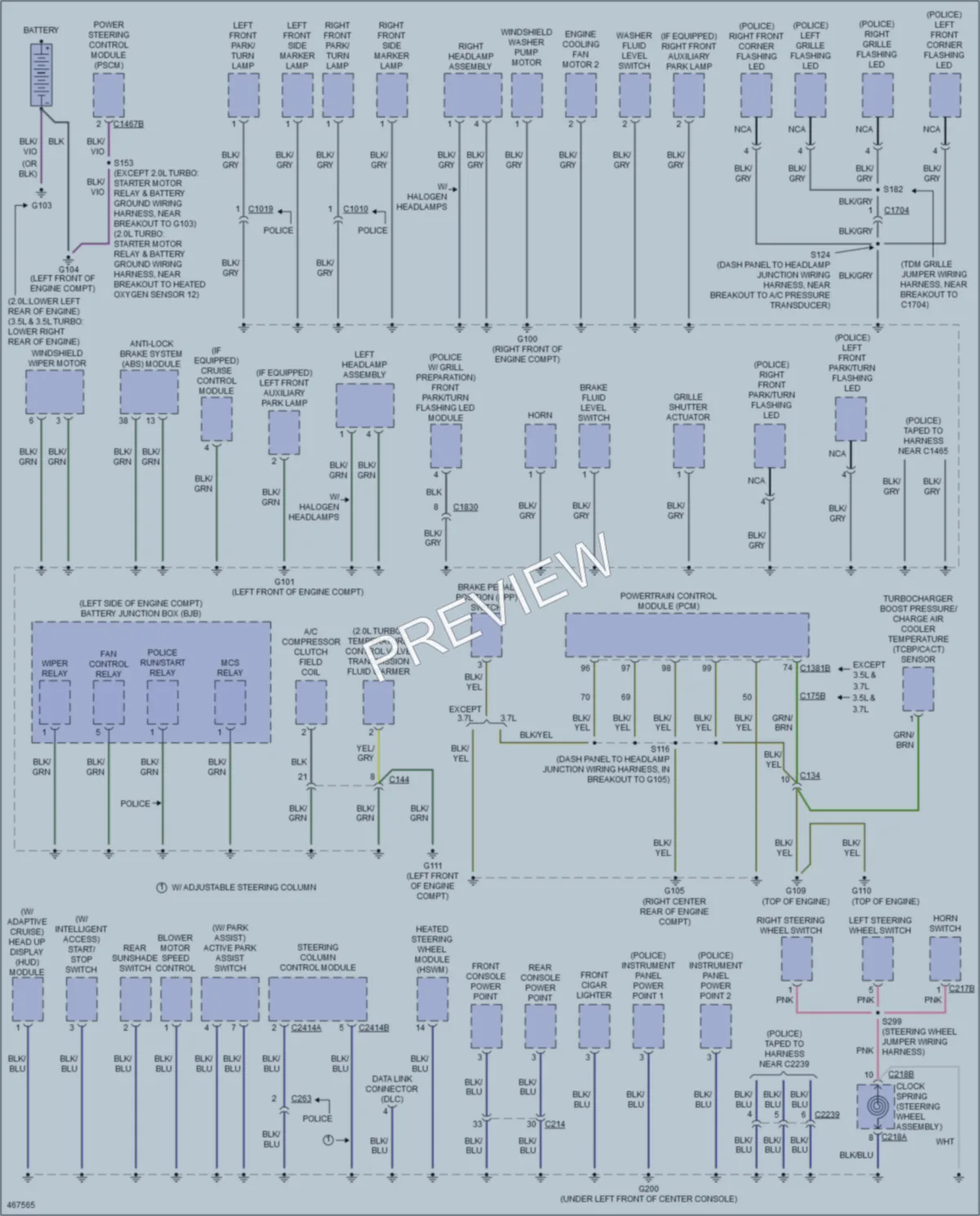 2015 Ford Taurus Ground Distribution wiring diagram preview
