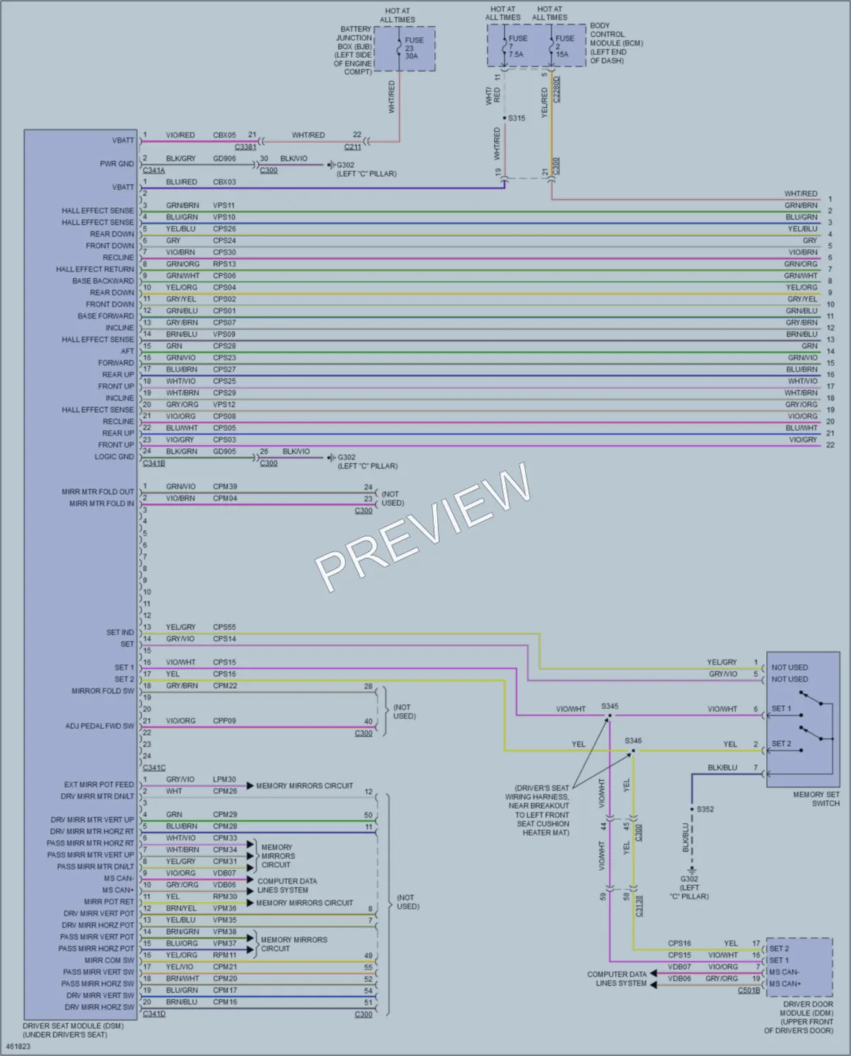 2015 Ford Taurus Memory Systems wiring diagram preview