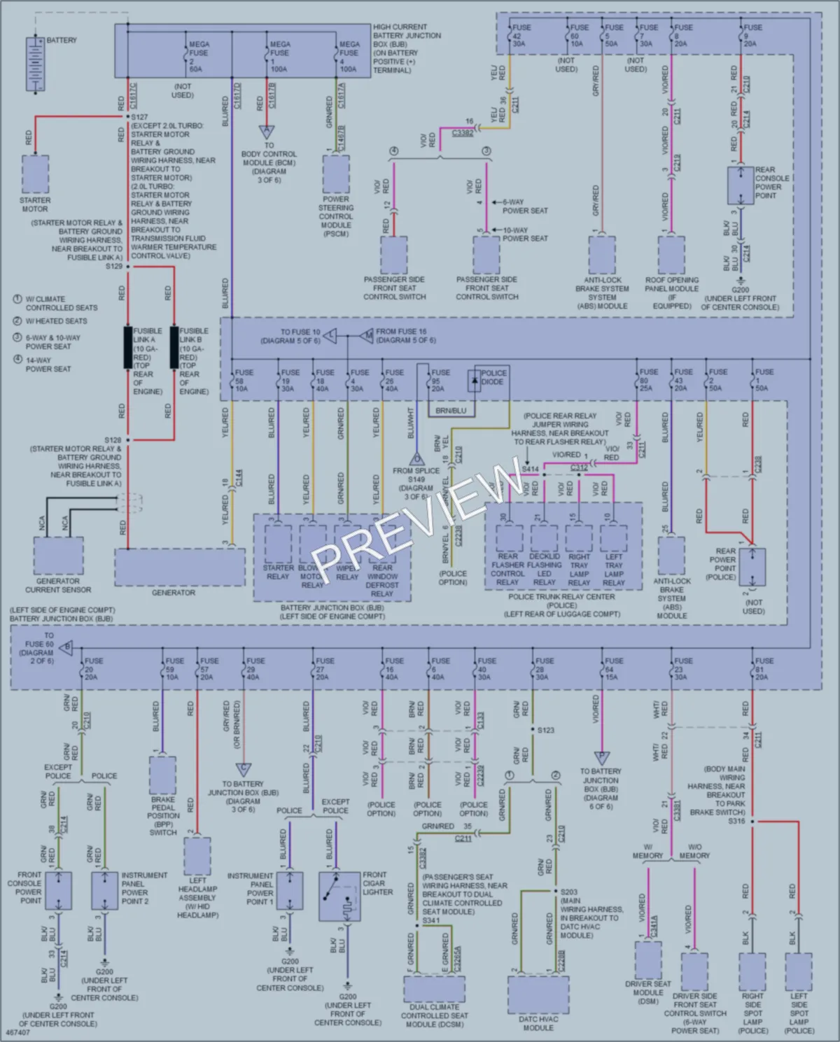 2015 Ford Taurus Power Distribution wiring diagram preview
