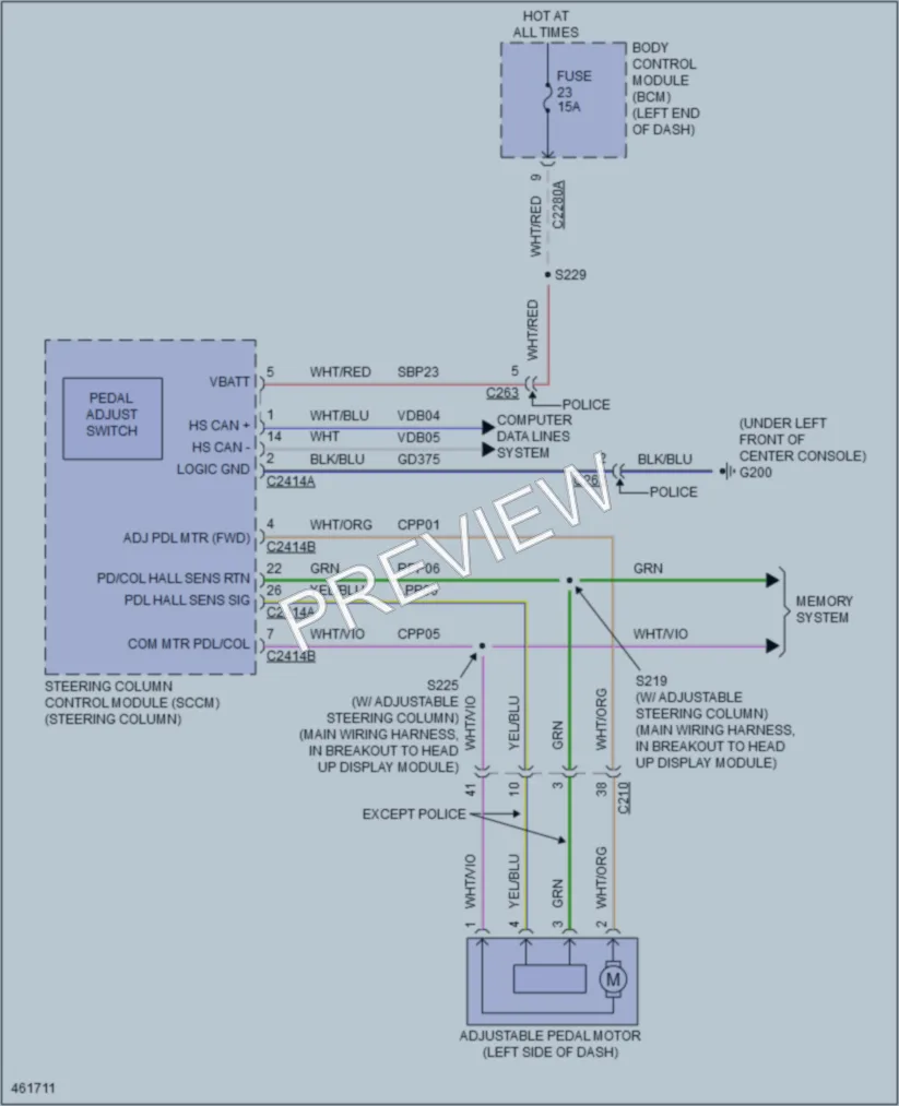 2015 Ford Taurus Power Seats wiring diagram preview