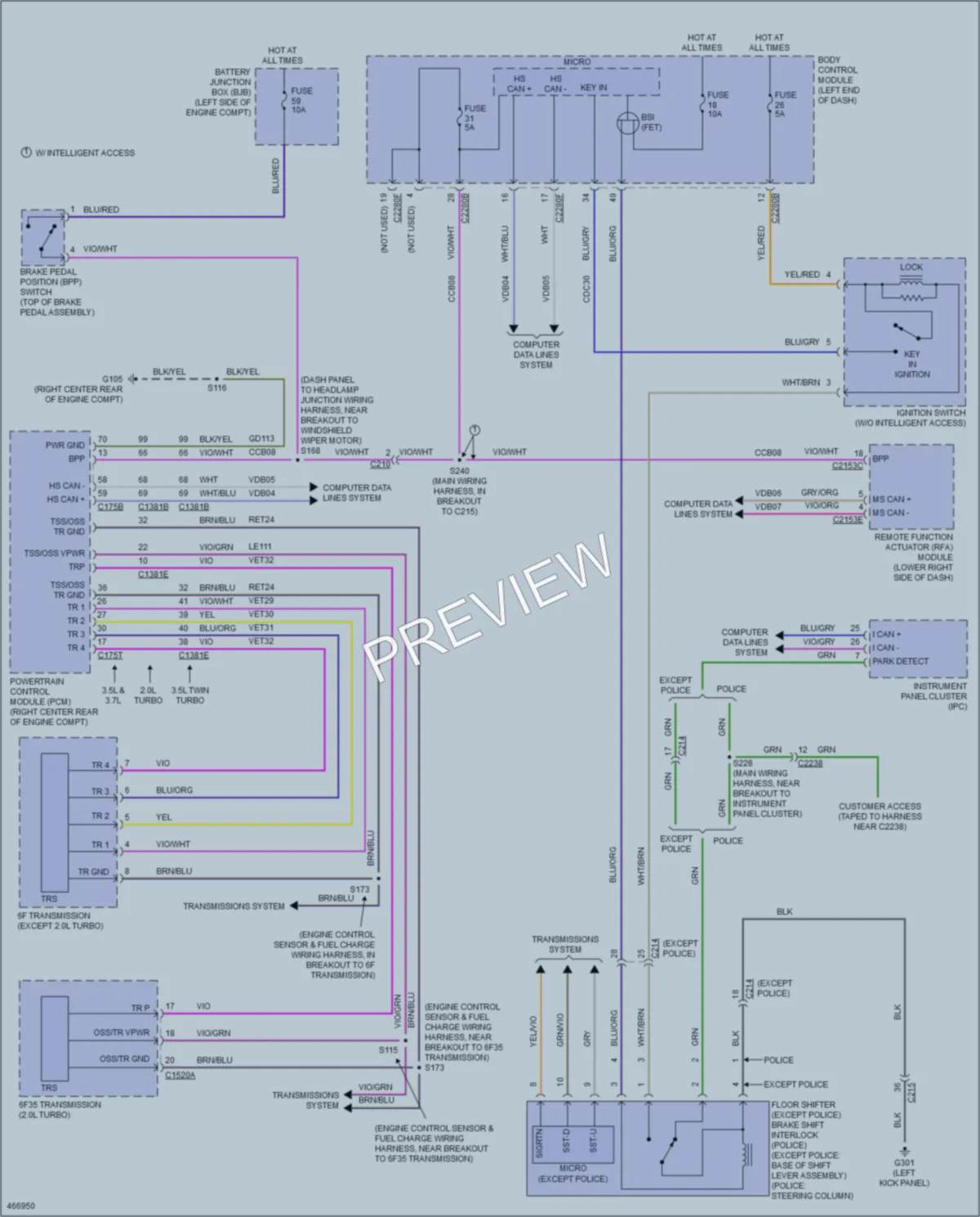 2015 Ford Taurus Shift Interlock wiring diagram preview