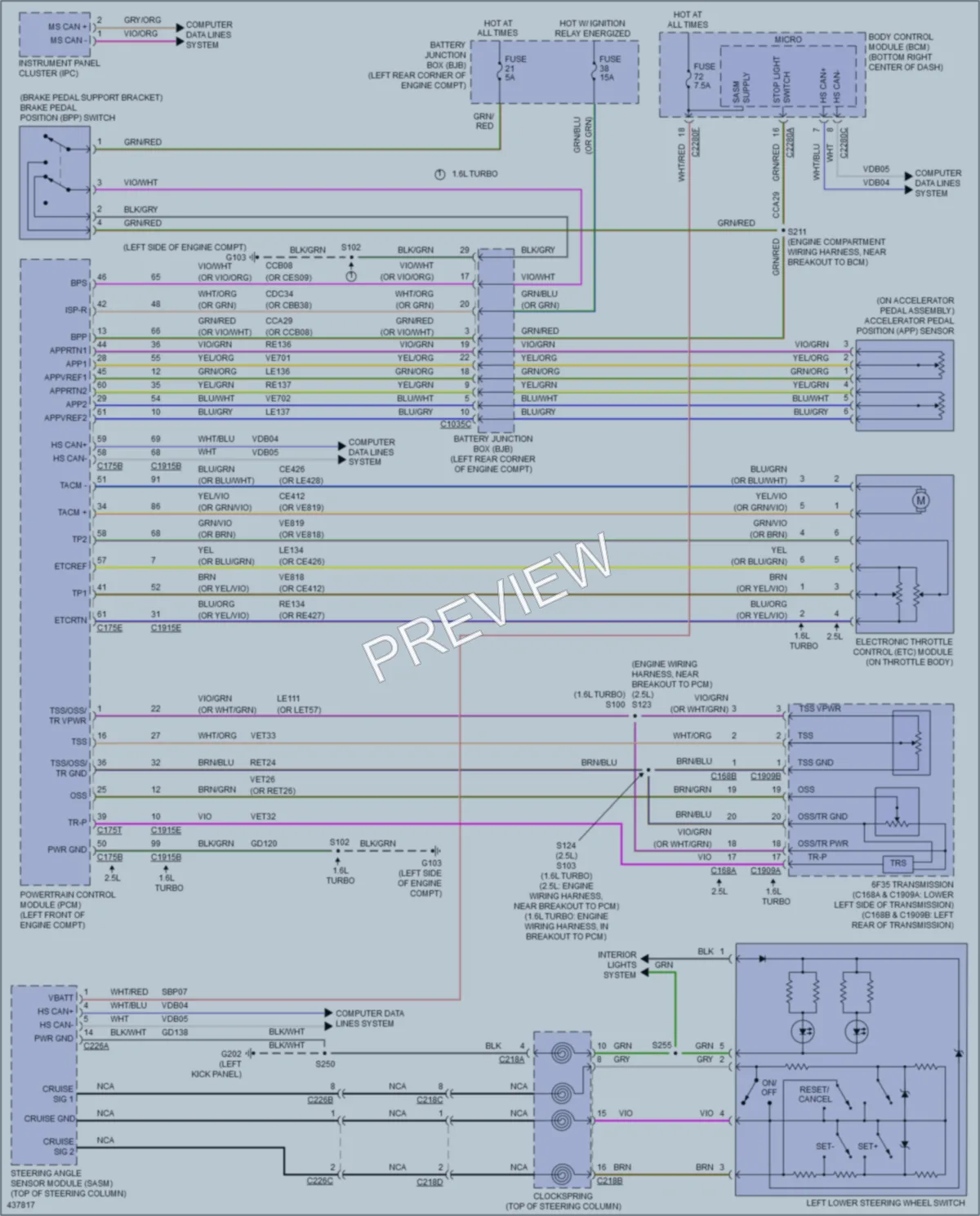 2015 Ford TransitConnect Cruise Control wiring diagram preview