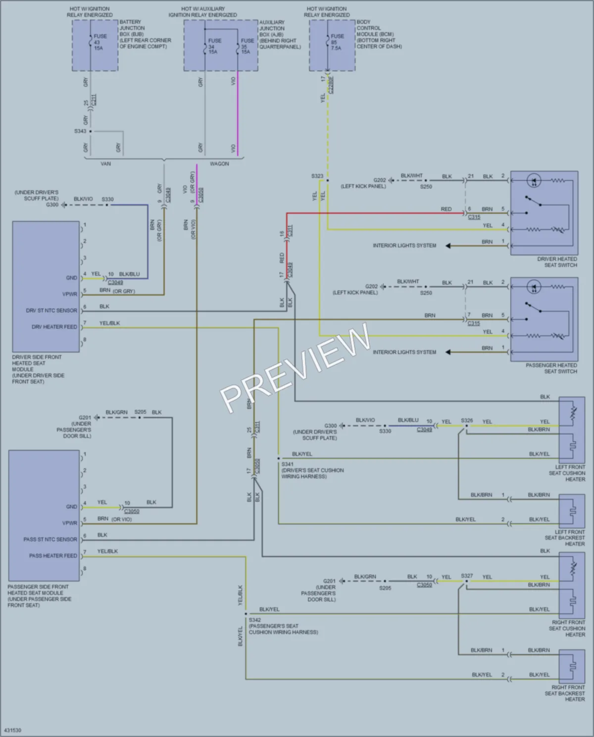 2015 Ford TransitConnect Power Seats wiring diagram preview
