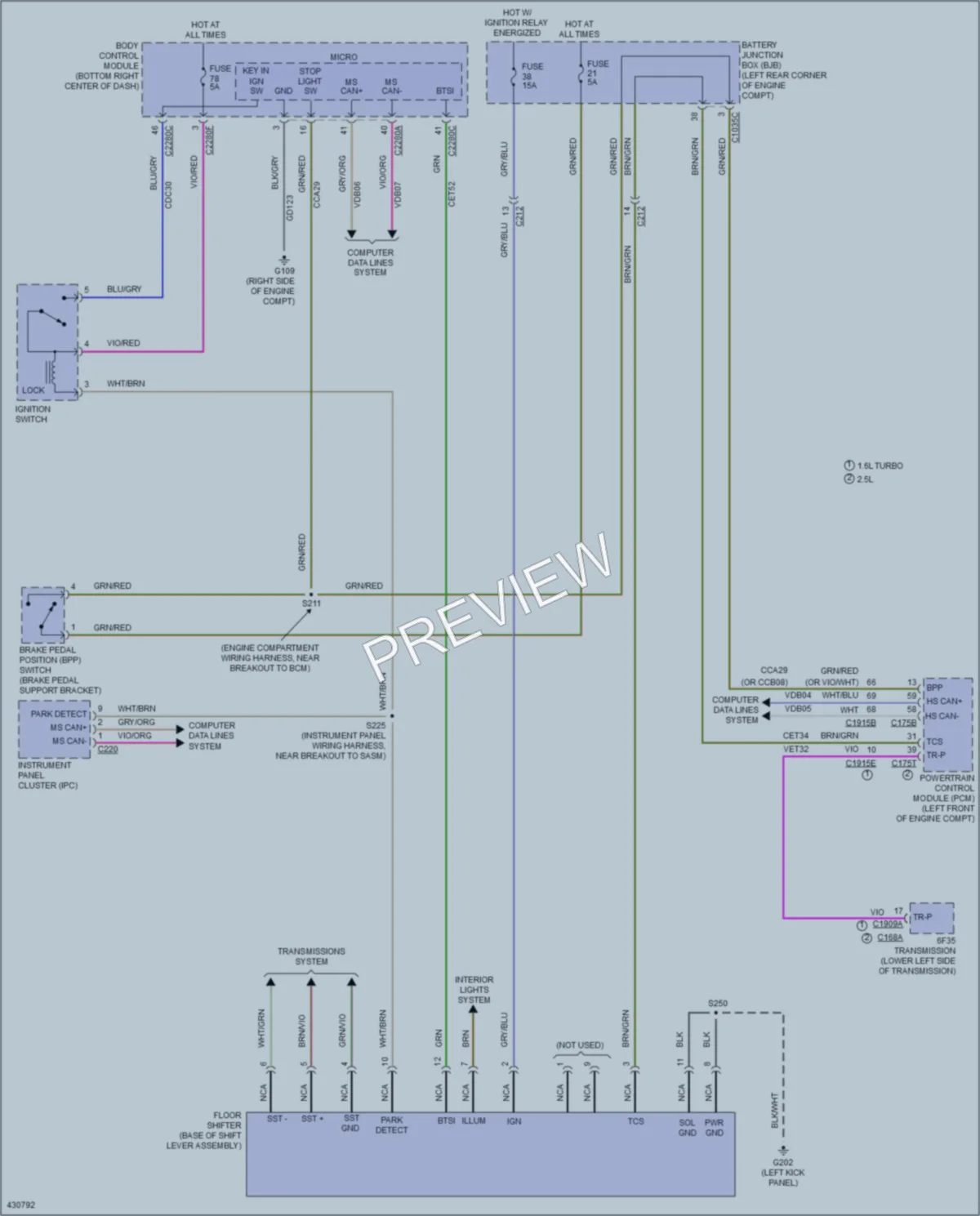 2015 Ford TransitConnect Shift Interlock wiring diagram preview