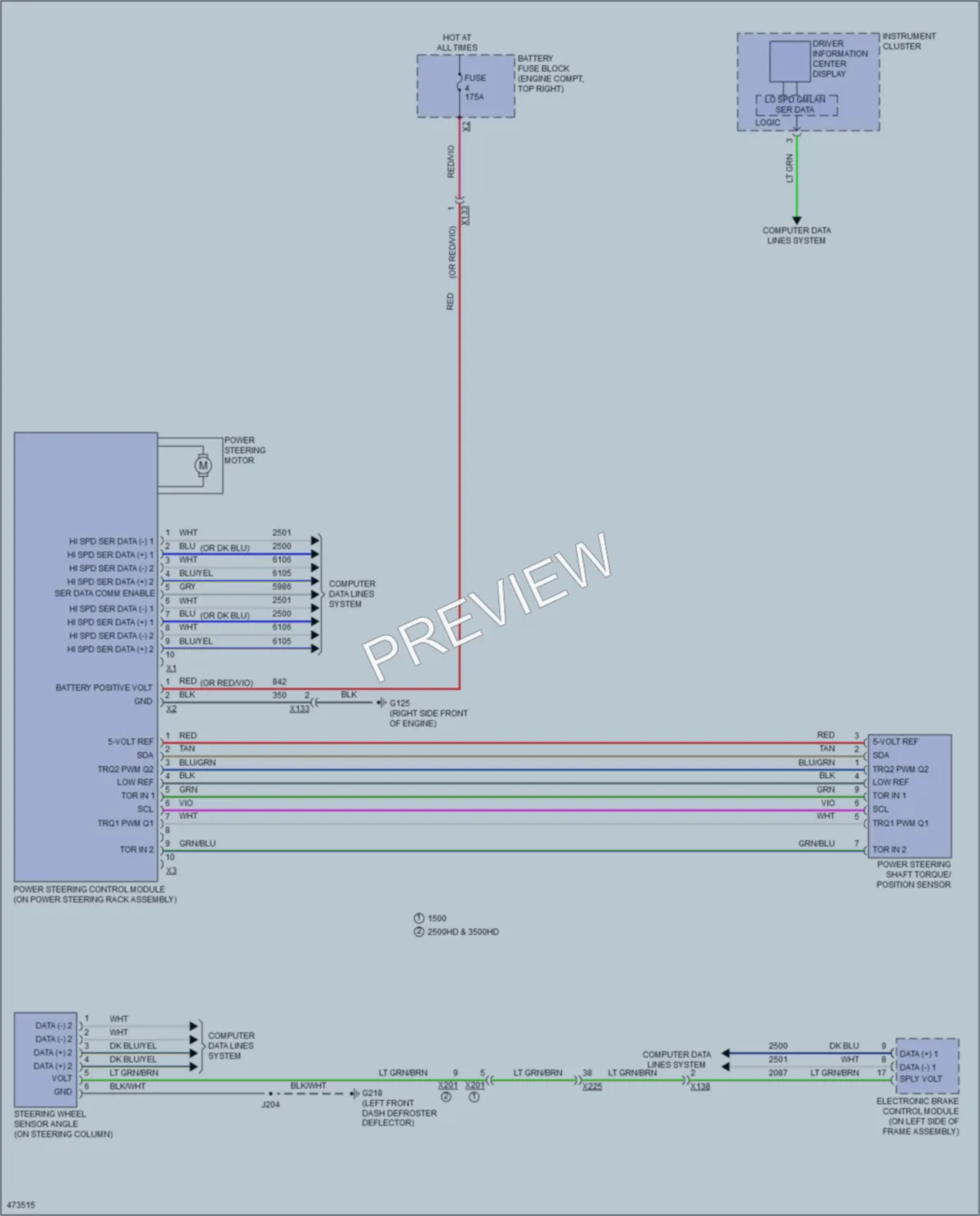 2015 GMC 1500Sierra Electronic Power Steering wiring diagram preview